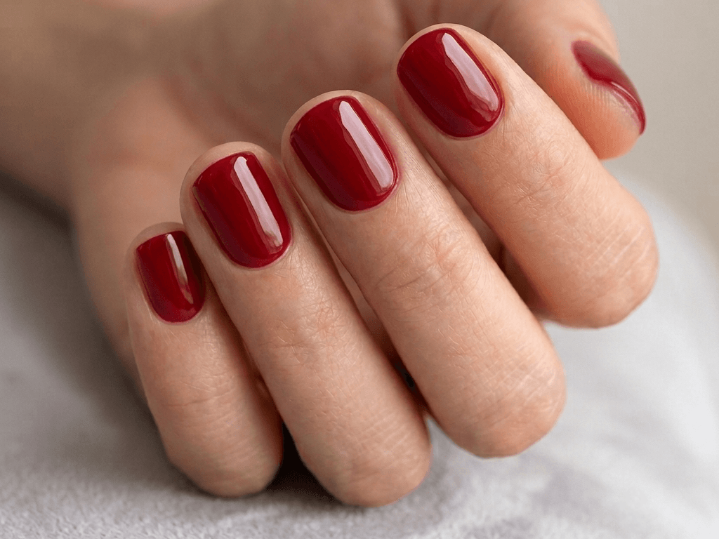 Klassische Maniküre mit Nagellack